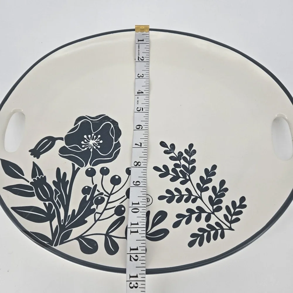 Rae Dunn Artisan Magenta Collection Oval Serving Platter Floral 15